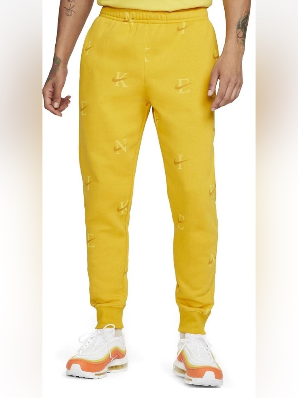 Nike Printed Club Fleece Men's Joggers, Color: Dark Sulfur, Size: M